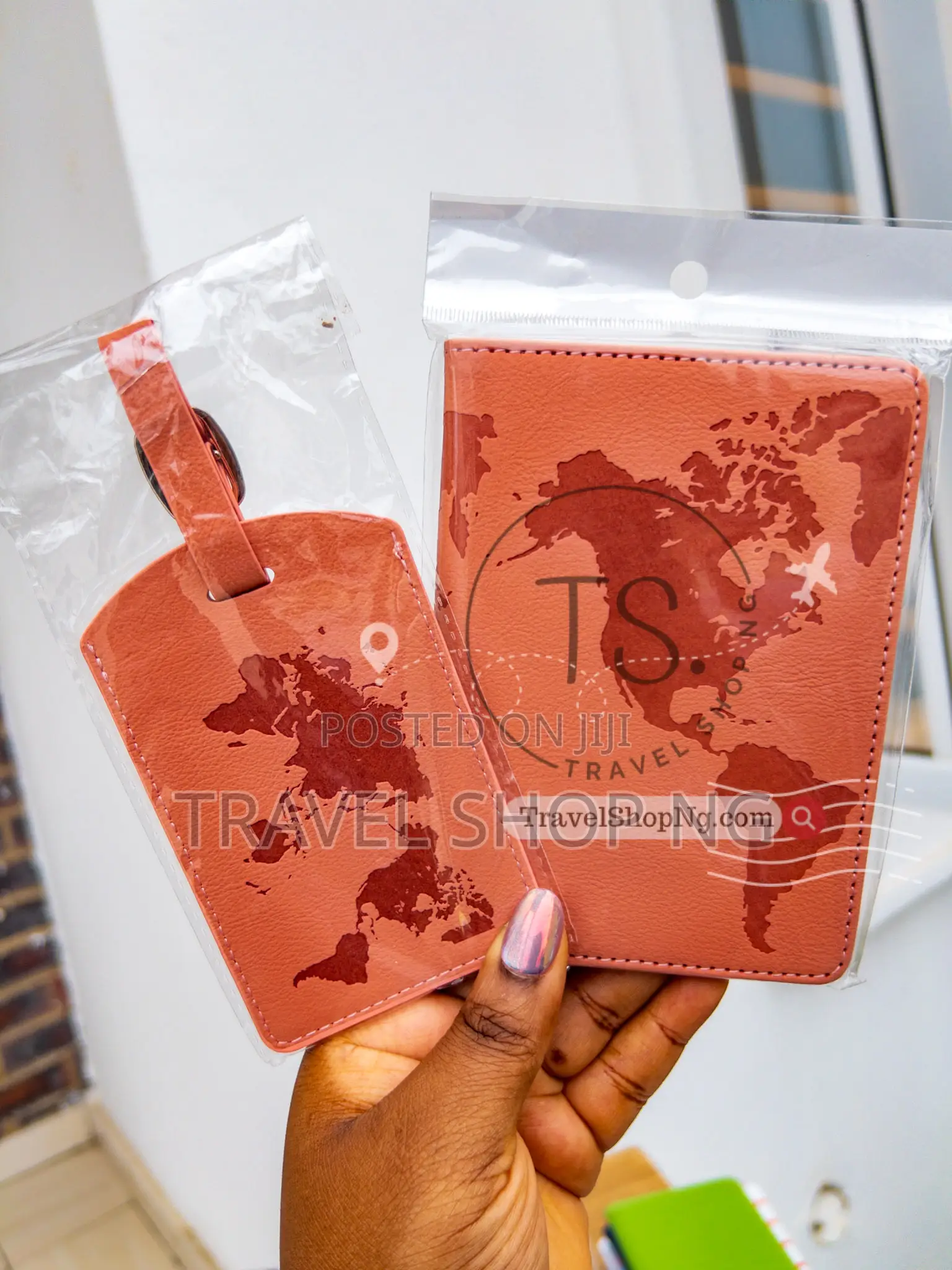 Map Patterned Rfid Blocking Passport Cover | W/Matching Luggage Tag