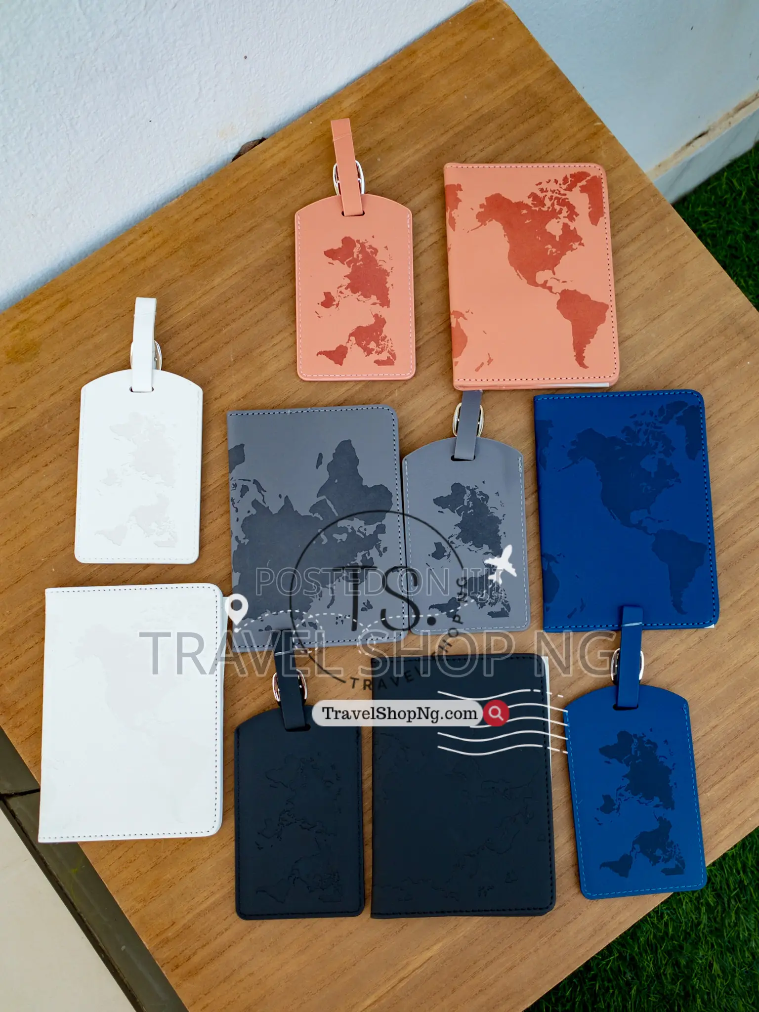 Map Patterned Rfid Blocking Passport Cover | W/Matching Luggage Tag