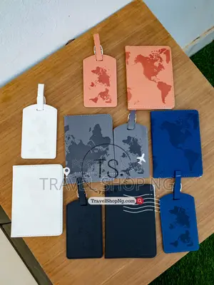 Map Patterned Rfid Blocking Passport Cover | W/Matching Luggage Tag