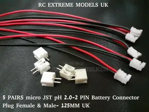Usa Pairs Micro JST Ph 2.0-2 Pin Battery Connector Plug Female