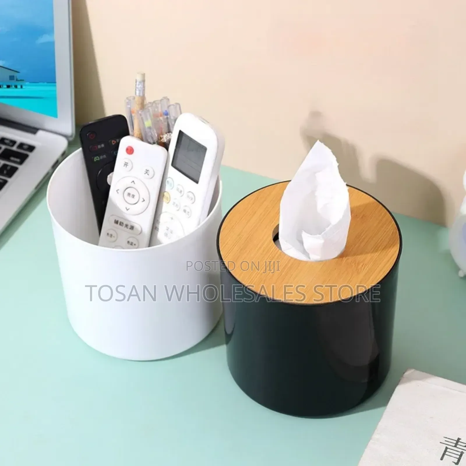 Bamboo and Wood Tissue Box