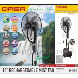 Qasa 18inches Rechargeable Mist Fan 1-9 Speed