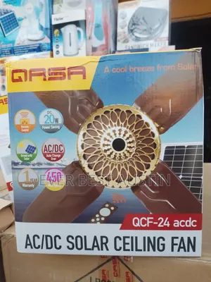 Qasa 24inches 20watt Ac/Dc Solar Inverter Ceiling Fan Brown and White
