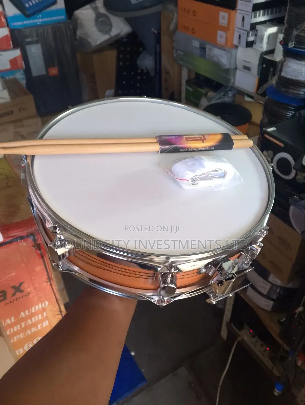 Piccolo Snare Drum With Drum Stick And Strap.