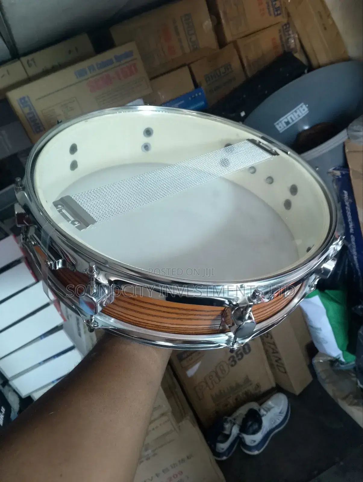 Piccolo Snare Drum With Drum Stick And Strap.