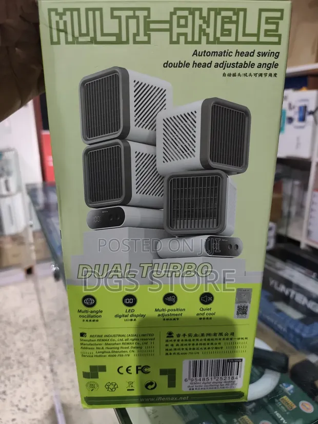 Remax Zf12 Dual Turbos Digital Display Fan - DGS Store ▷ Price