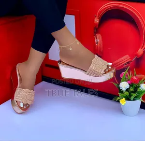 Classy Women's Wedge Slippers With Rhinestone Rose. #Fel. Sizes 37-43
