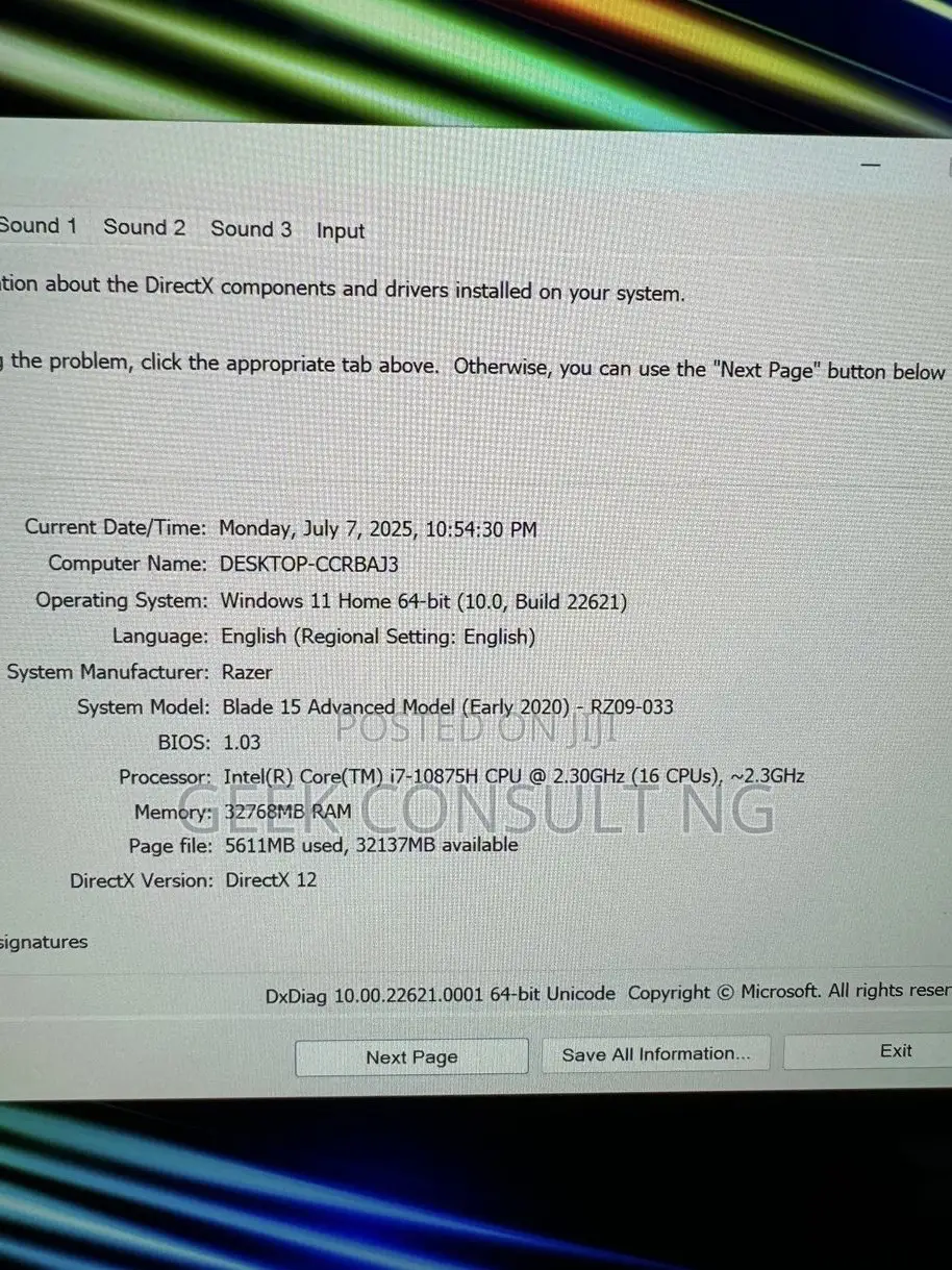Laptop Razer Blade 32GB Intel Core i7 SSD 2T