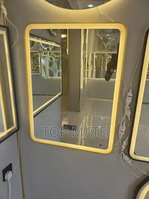 High Quality Digital Led Golden Frame Mirror (With Bluetooth)