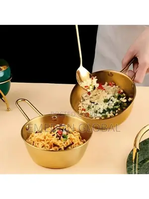 Stainless Steel Golden Source Bowl With Handle