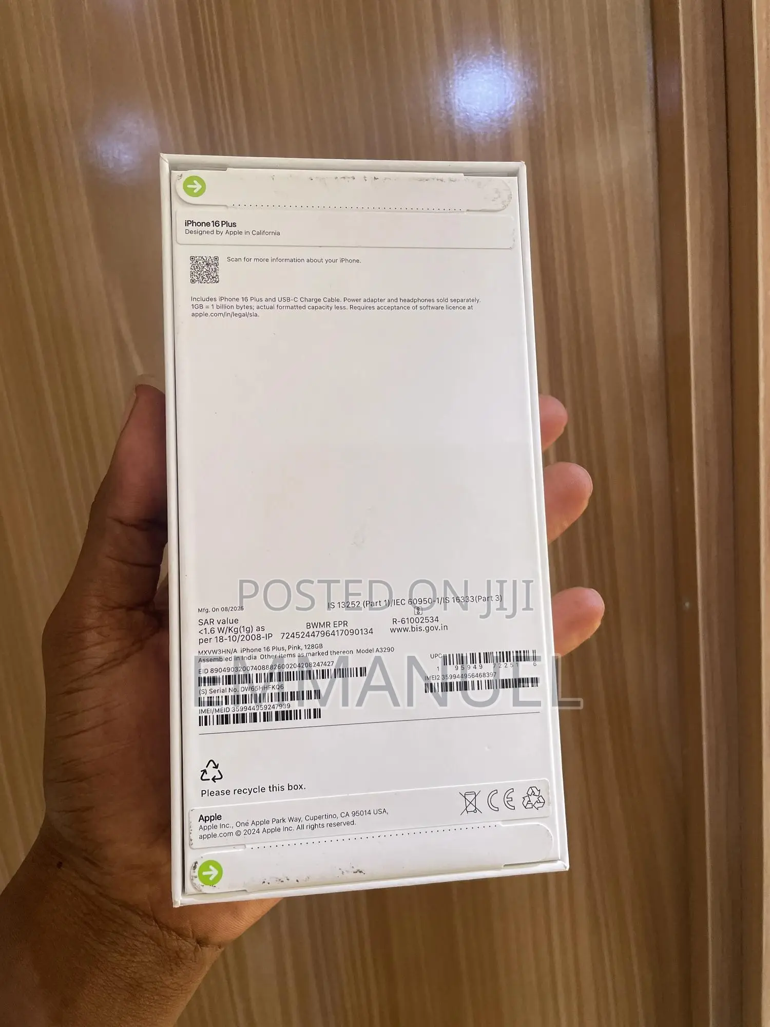 New Apple iPhone 16 Plus 256 GB Pink