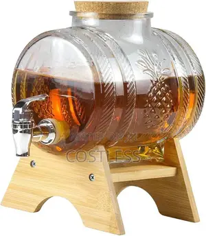 5l Glass Beverage Dispenser With Bamboo Stand