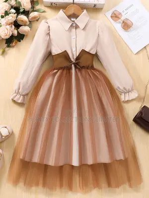 Long Sleeved Lapel Waist Seal Mesh for Girls