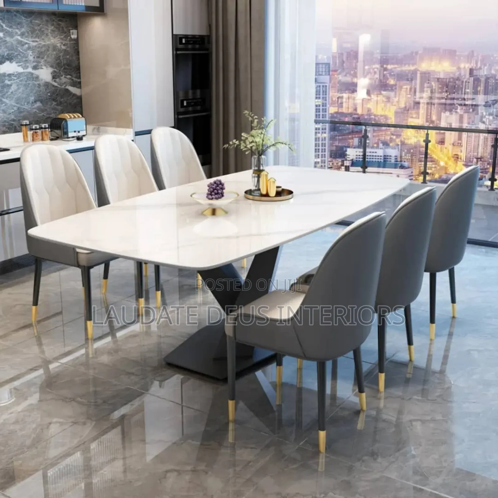 Exquisite 6 Seaters Marble Top Dining Table