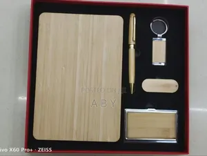 5in1 Bamboo Corporate Gift Set With Card Holder Keychain