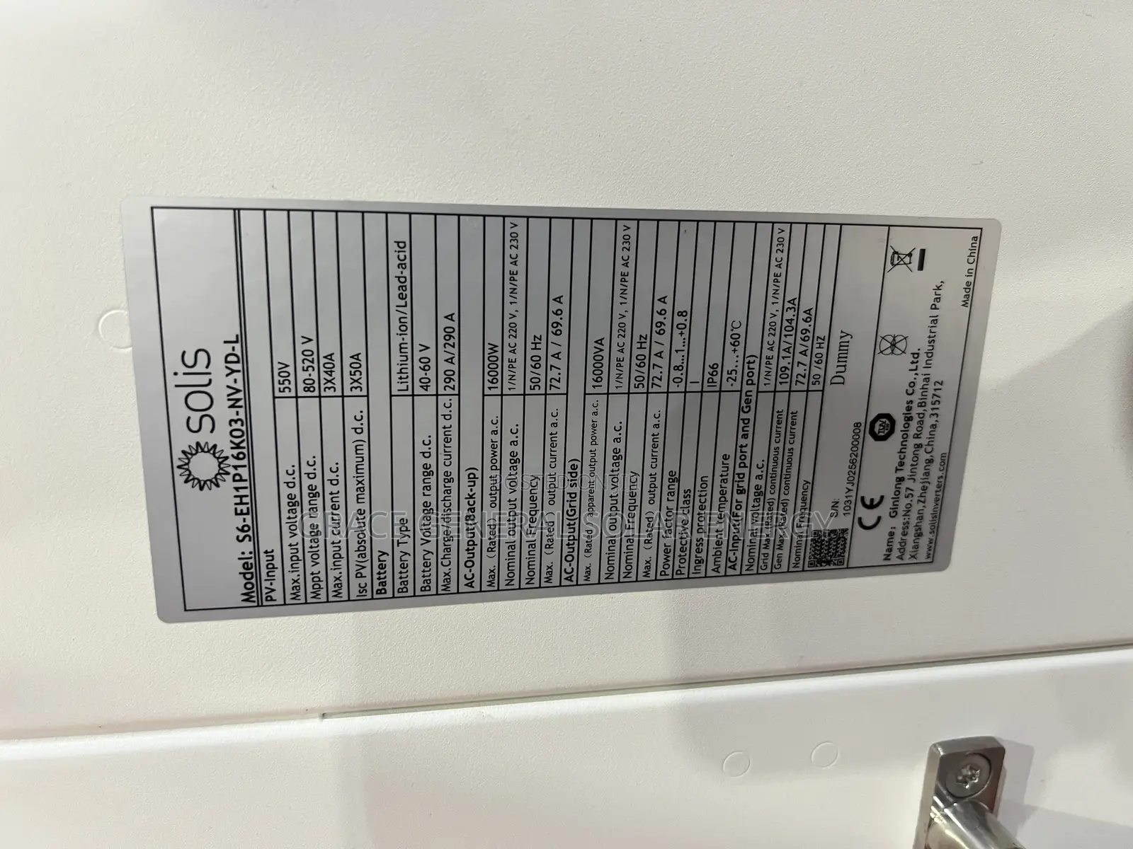 Solis 16kva Hybrid Inverter