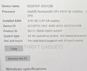 Laptop Microsoft Surface Go 4GB Intel Pentium SSD 60GB