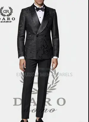 Designer Flower And Stone Double Breasted Tuxedo Men’S Suit