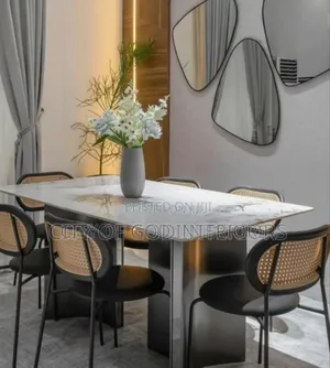 Classic Imported Dining Table Set By 6 With Marble Top