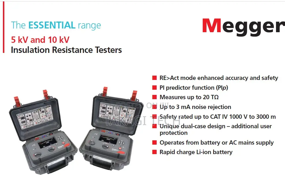 Megger Mit1015 Insulation Resistance Tester, Essential Range