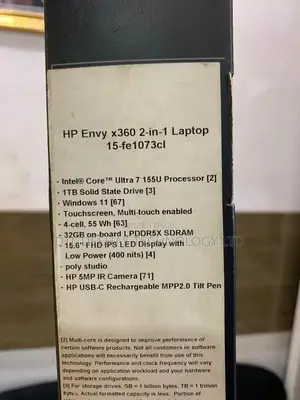 New Laptop HP Envy X360 32GB Intel Core Ultra 7 SSD 1T
