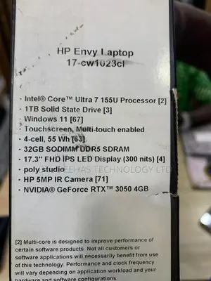 New Laptop HP Envy 17 32GB Intel Core Ultra 7 SSD 1T