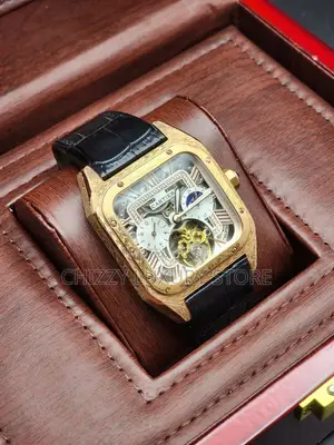 Cartier Quality Luxury Men Tourbillion Water Resistant Wristwatch