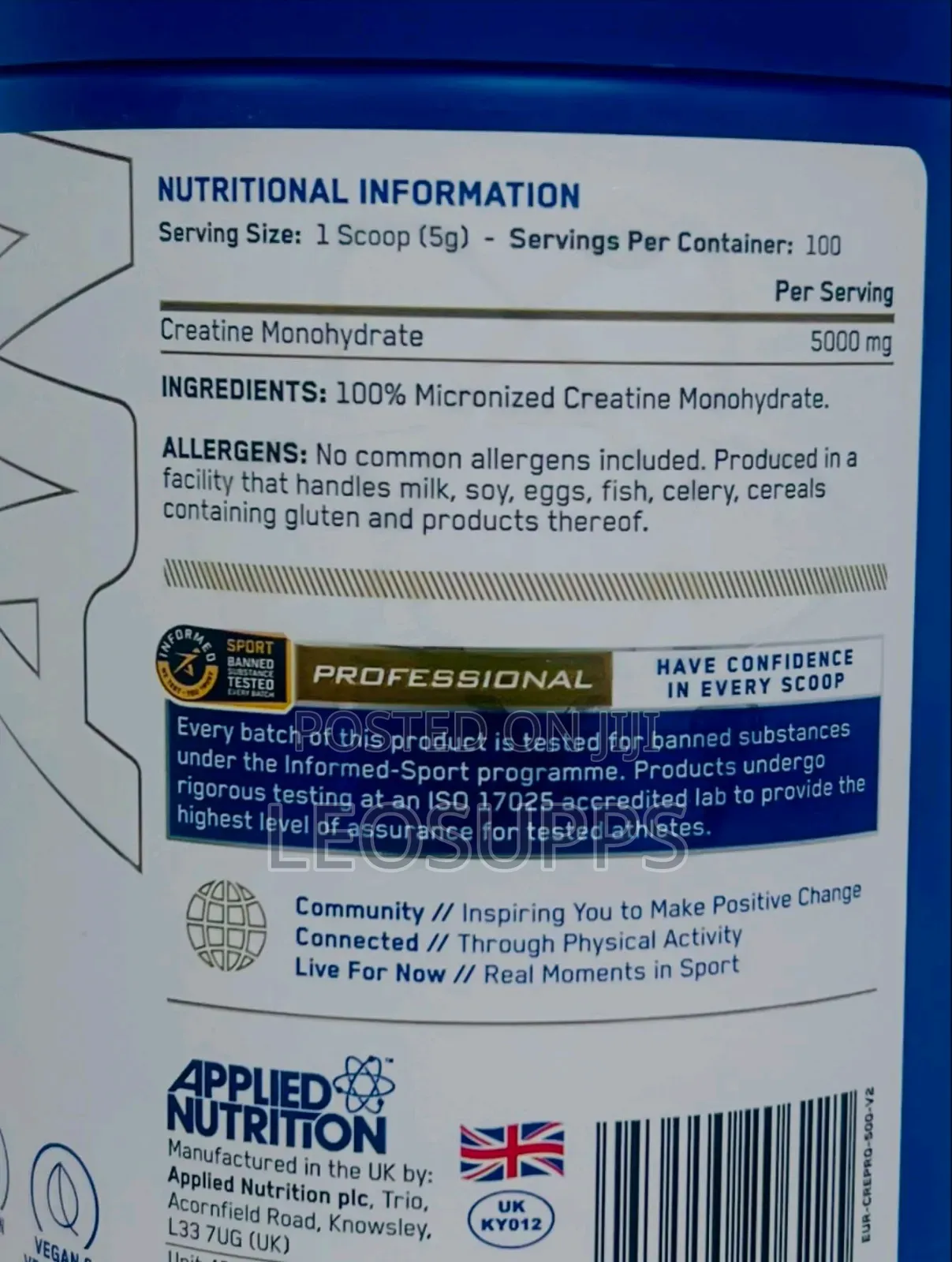 Applied Nutrition Creatine Monohydrate 5grams (100servings)