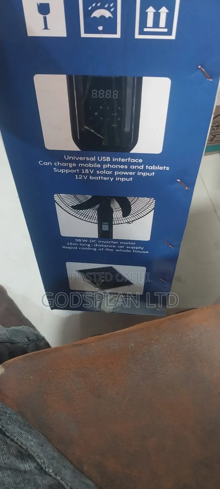 Rechargeable Fan 18" With 30w Solar Panel
