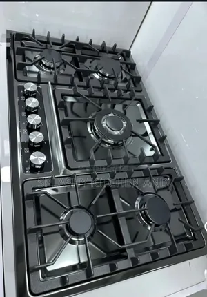 Polystar 5 Burners In-built Gas Hob Black Stainless Steel.