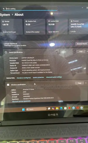 Laptop HP Omen 16 32GB Intel Core Ultra 9 SSD 2T