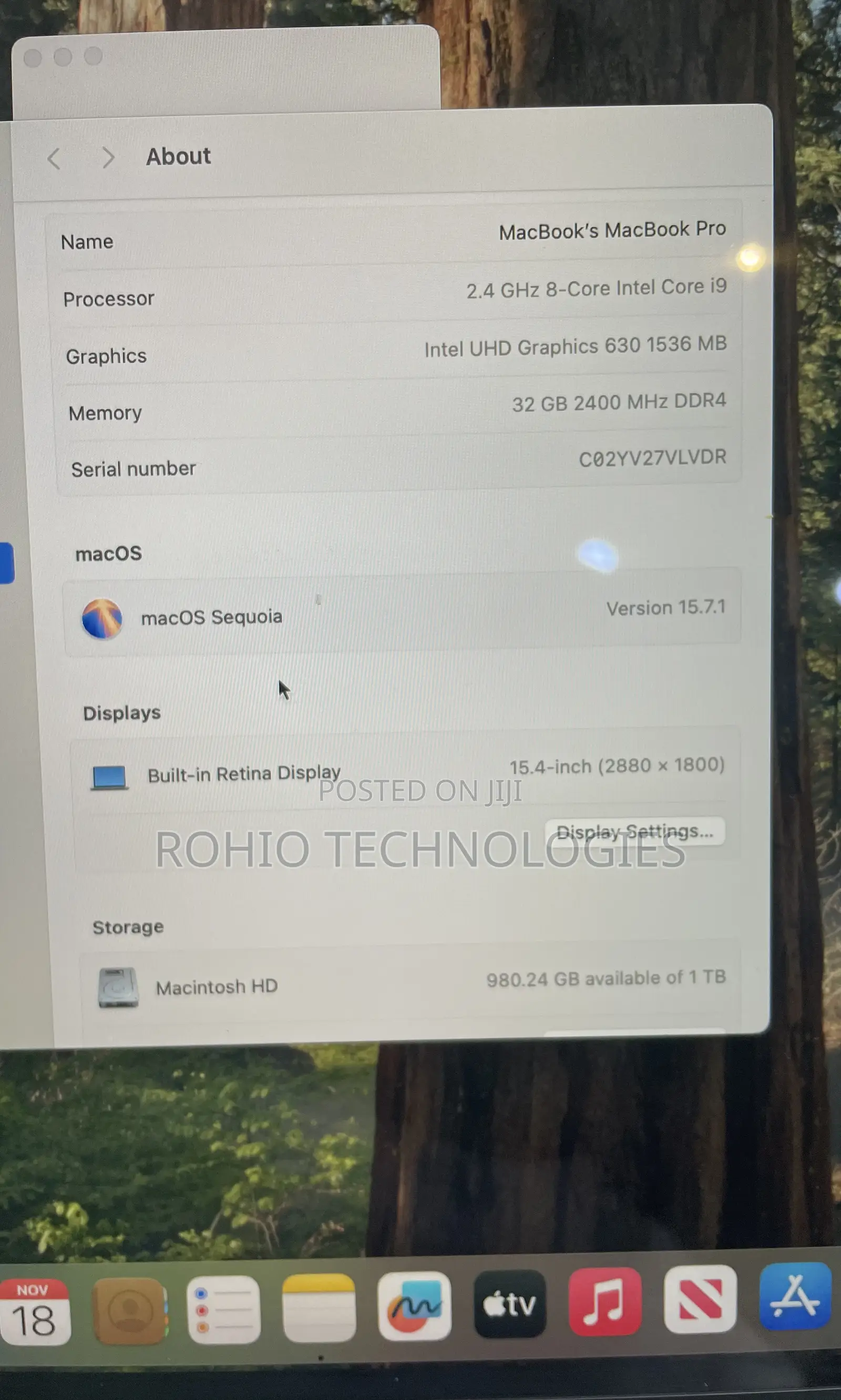 Laptop Apple MacBook Pro 2019 32GB Intel Core I9 SSD 1T