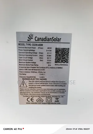 Canadian Solar Panel 450w Brand New