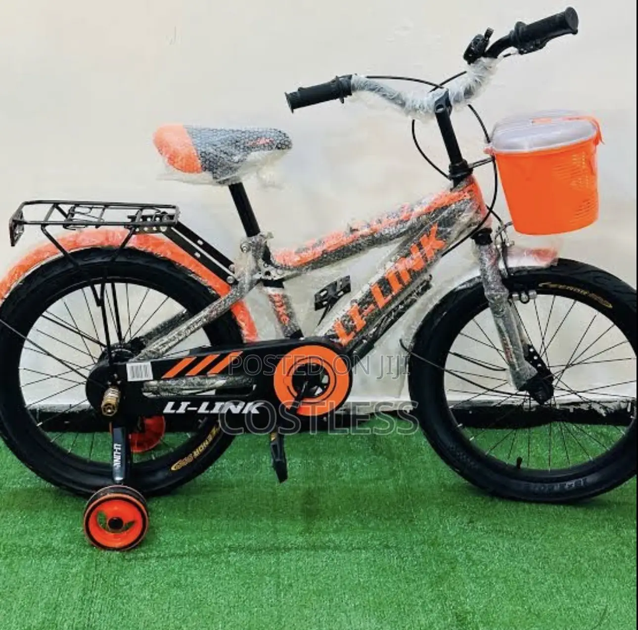 Kids' Bicycle With Training Wheels and a Front Basket