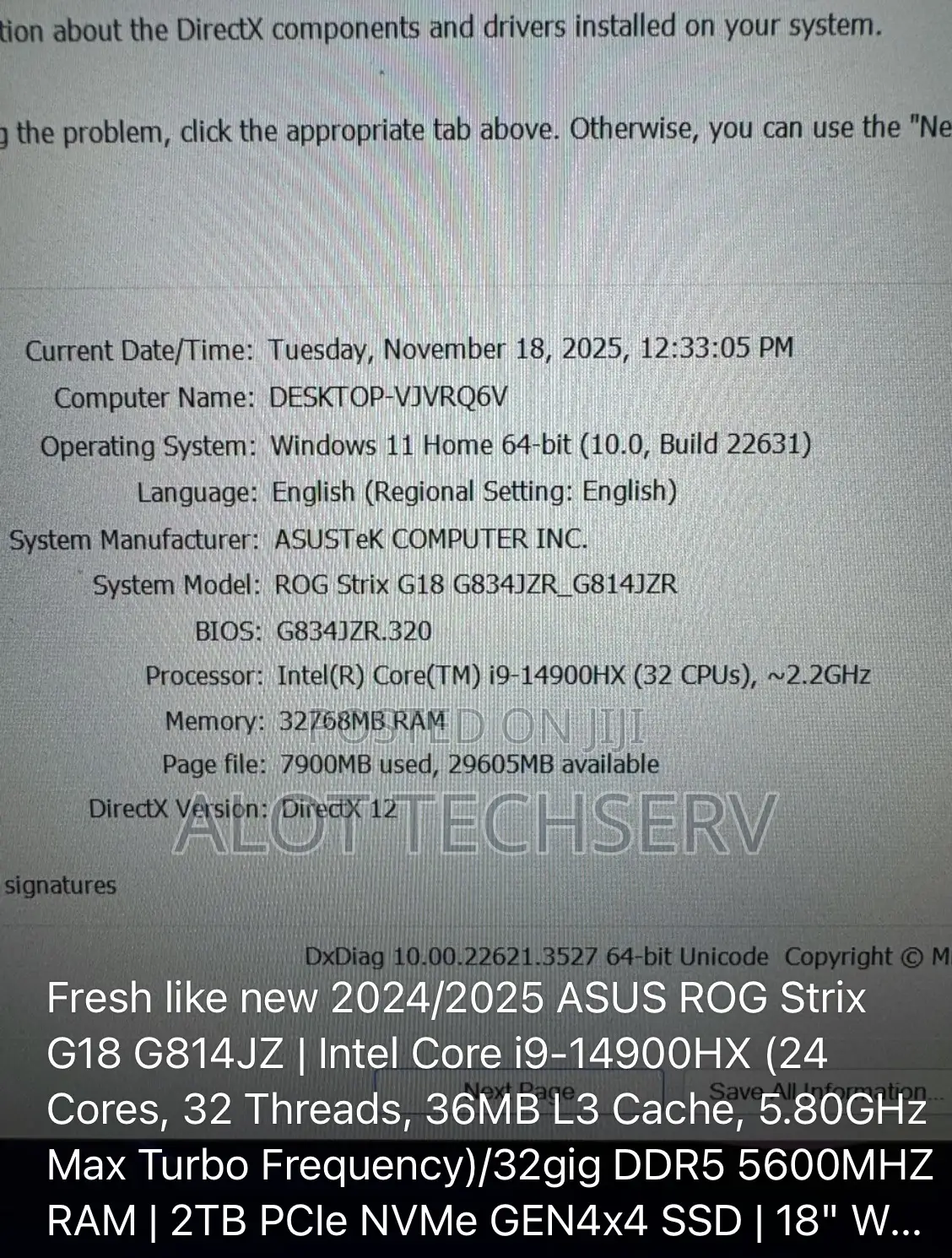 Laptop Asus ROG Strix G17 32GB Intel Core i9 SSD 2T