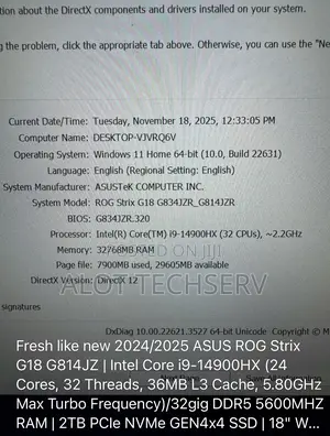 Laptop Asus ROG Strix G17 32GB Intel Core i9 SSD 2T