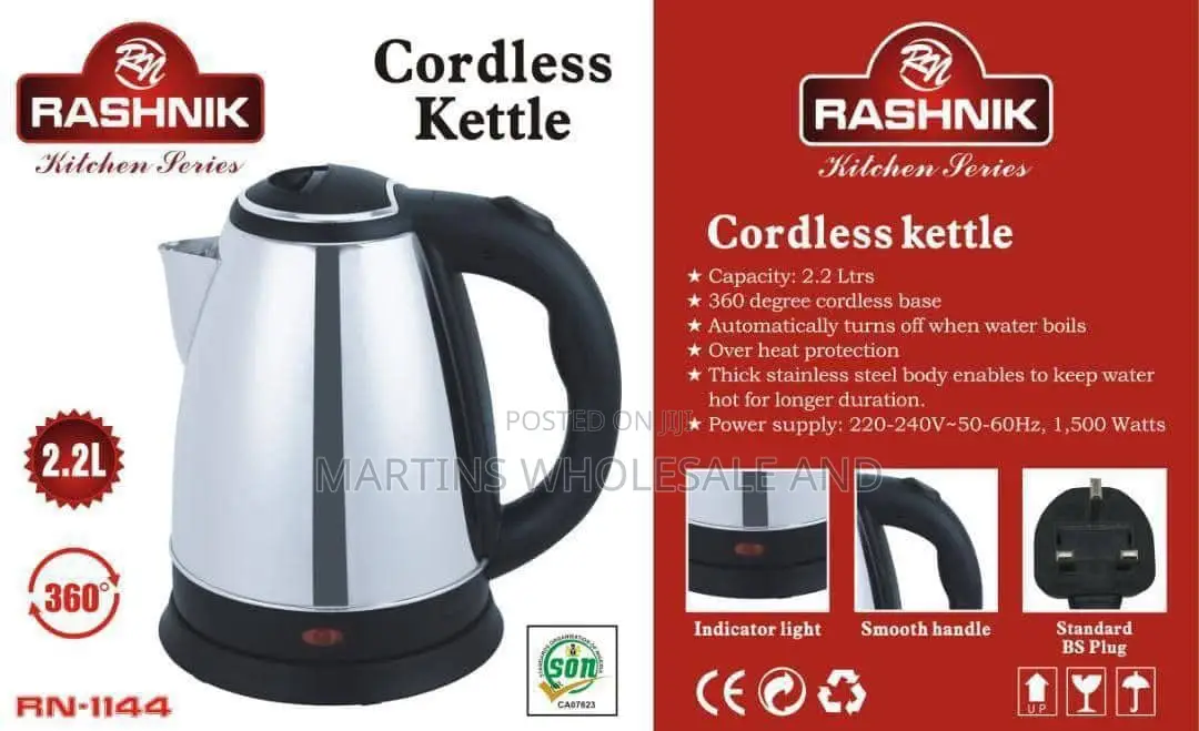 Rashnik 2.2l Cordless Electric Kettle.