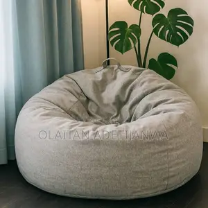 Matte Grey Beanbag With Removable Cover Modern for Home Office