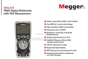 Megger Avo415 Heavy-Duty Industrial TRMS Digital Multimeter With VFD