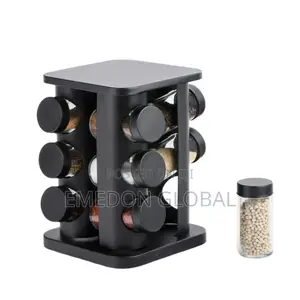 12 Jars Rotating Spice Rack Organizer