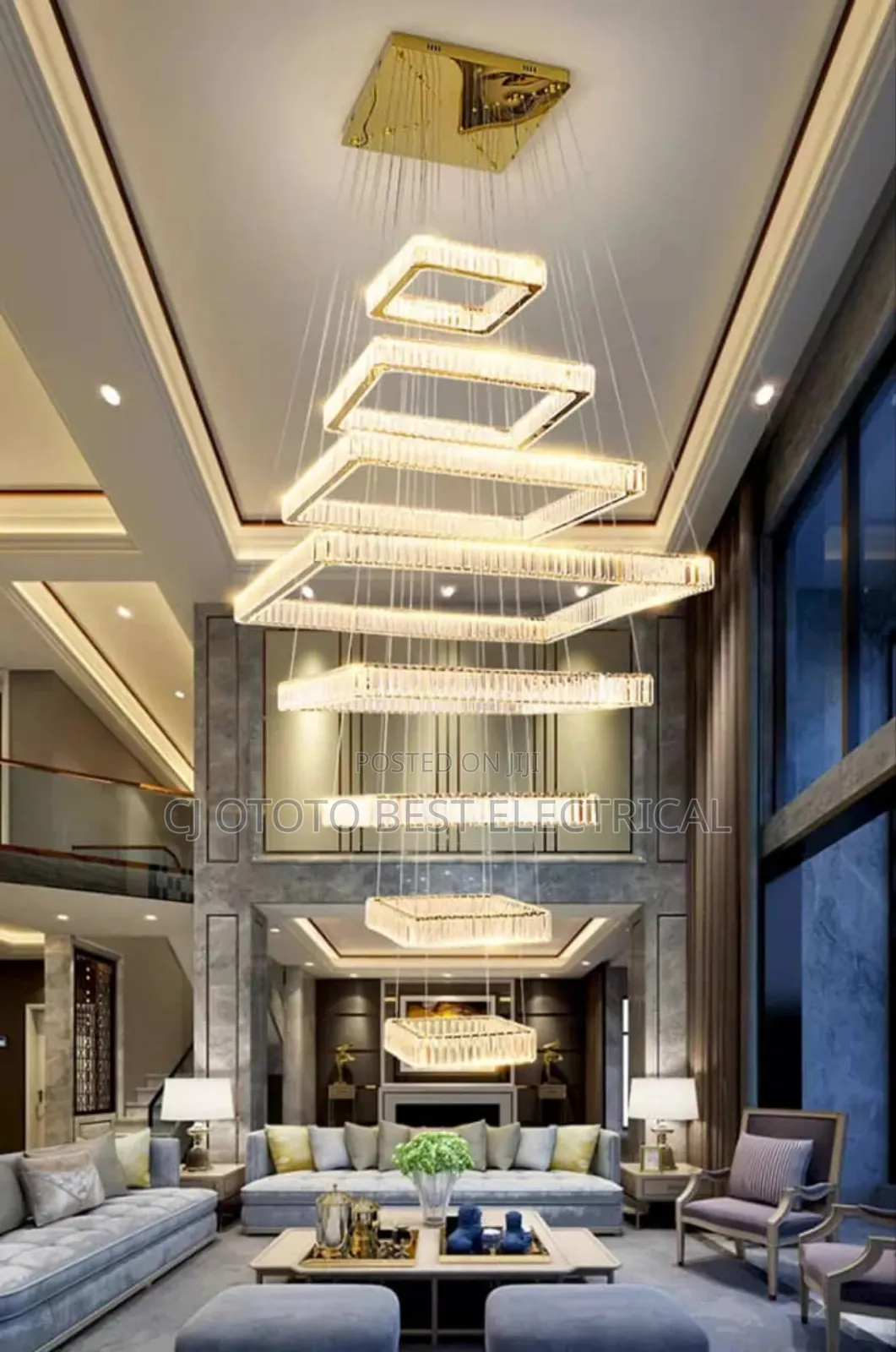 Big Crystal Chandelier Light, Adjustable in the Rope