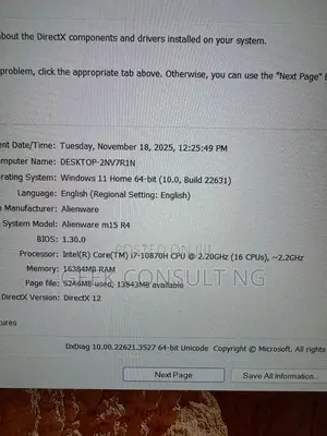 Laptop Alienware M15 r3 16GB Intel Core i7 HDD 1T