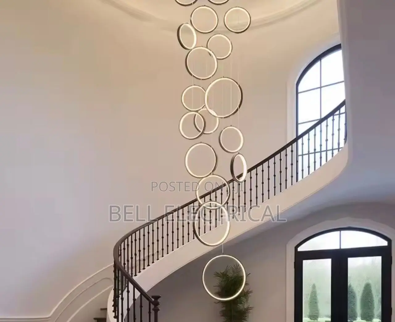 Round Ring Chandeliers Modern Duplex Loft