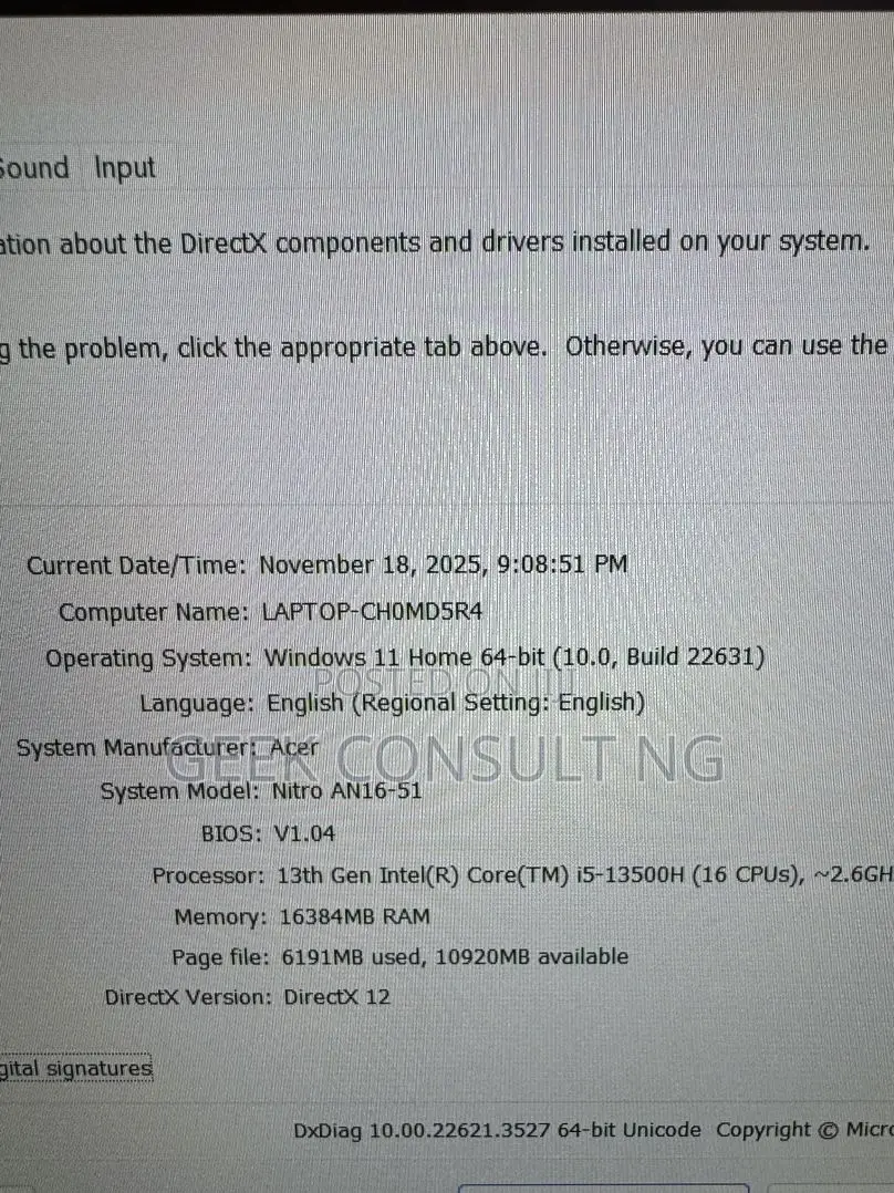 Laptop Acer Nitro 17 16GB Intel Core i5 SSD 1T