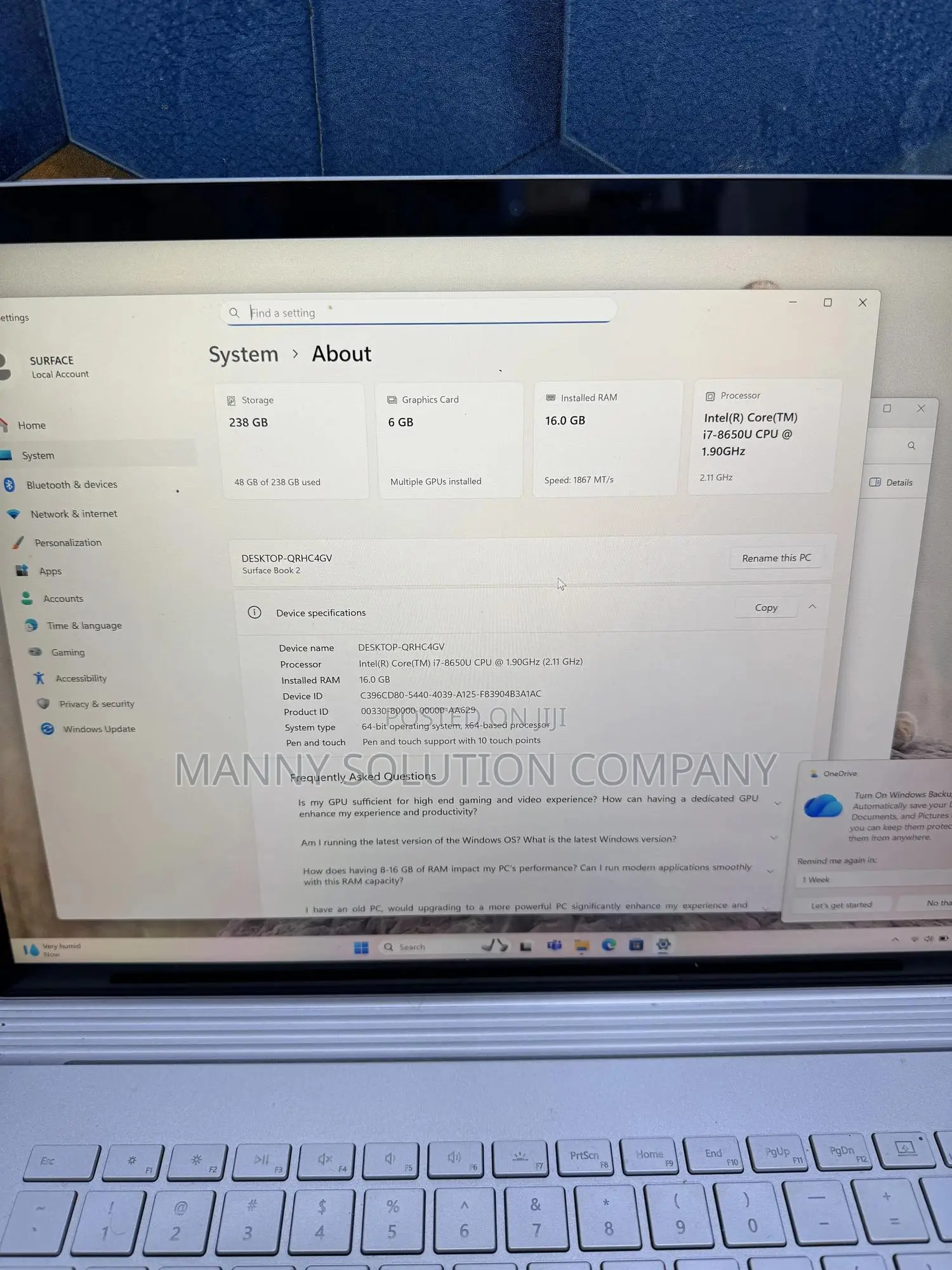 Laptop Microsoft Surface Book 2 16GB Intel Core I7 SSD 256GB