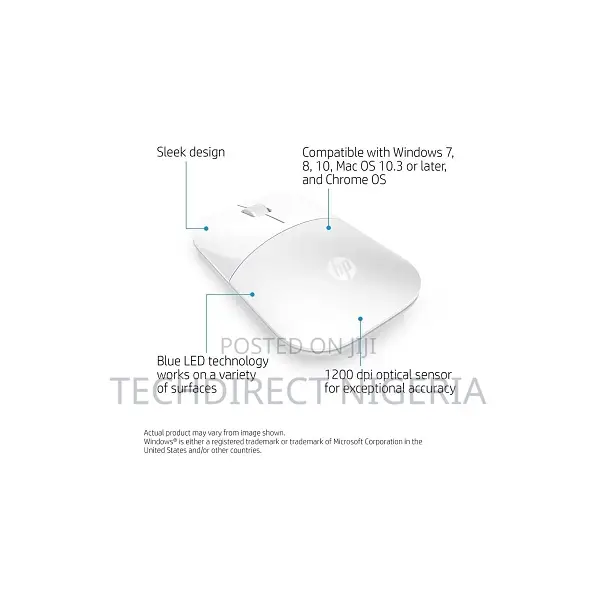 Hp Z3700 White Wireless Mouse - Up to 16 Months Battery Life