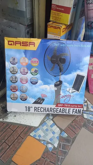 Qasa Rechargeable Fan 18inch With Solar Panel and Big Battery