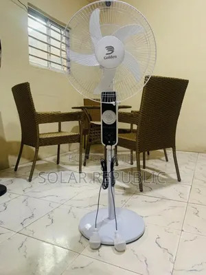 16" Solar Standing Fan Golden