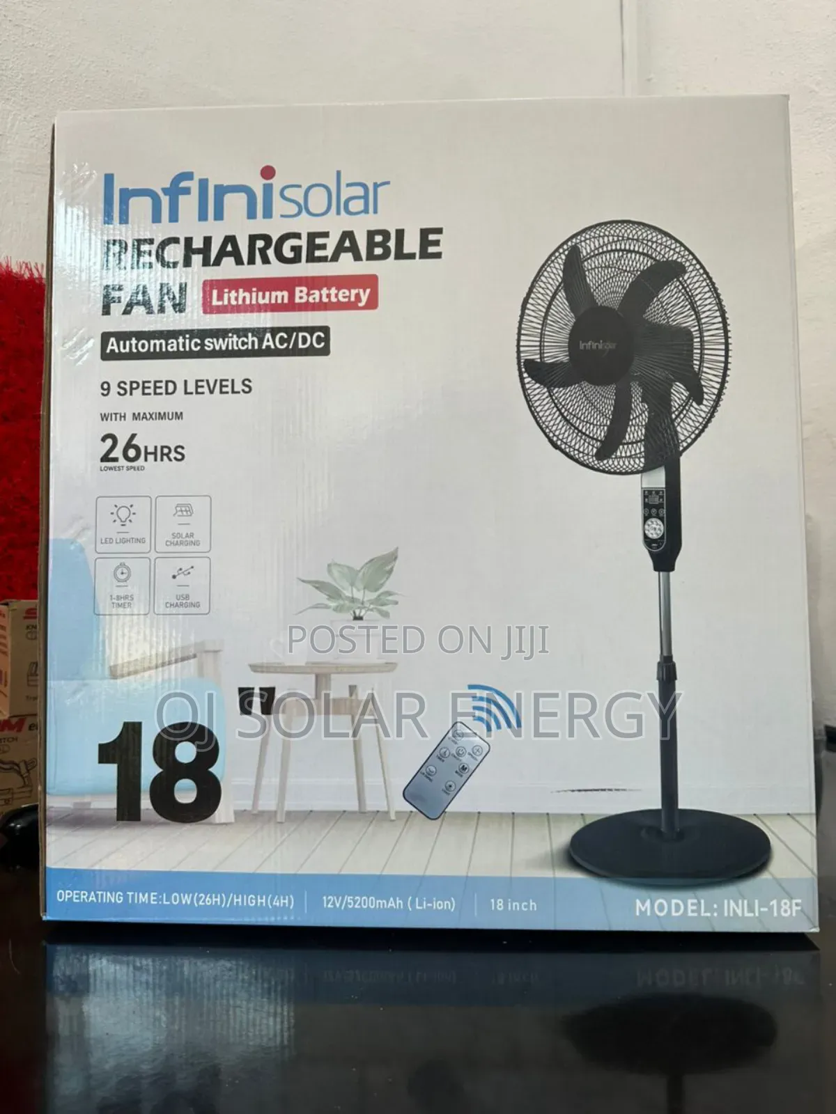 Infinisolar Rechargeable Fan 18-Inch