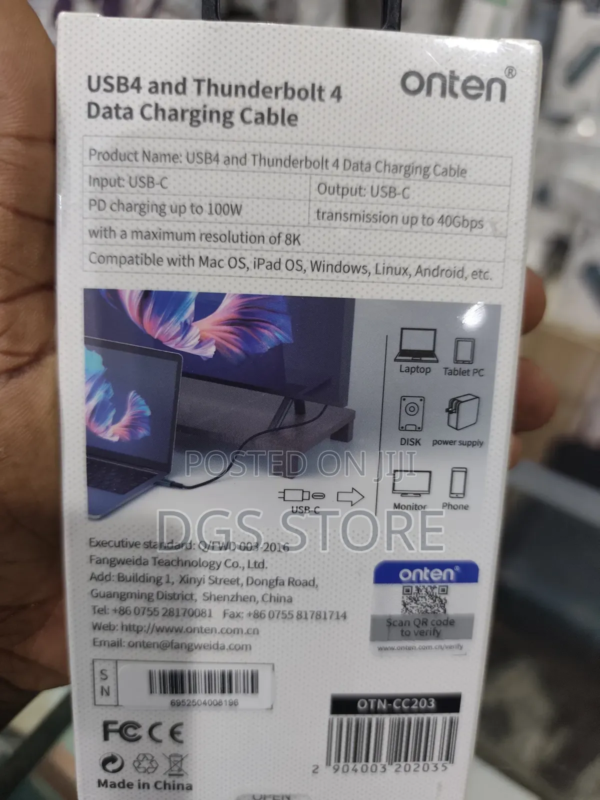 Onten Otn Cc203 Usb 4 Thunderbolt 4 Data Charging Cable
